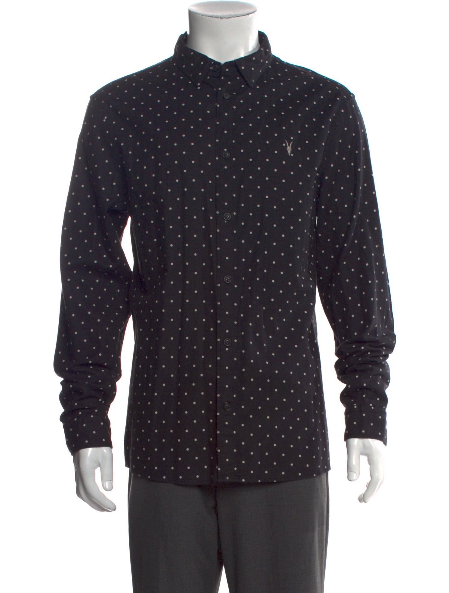 AllSaints Polka Dot Print Long Sleeve Shirt