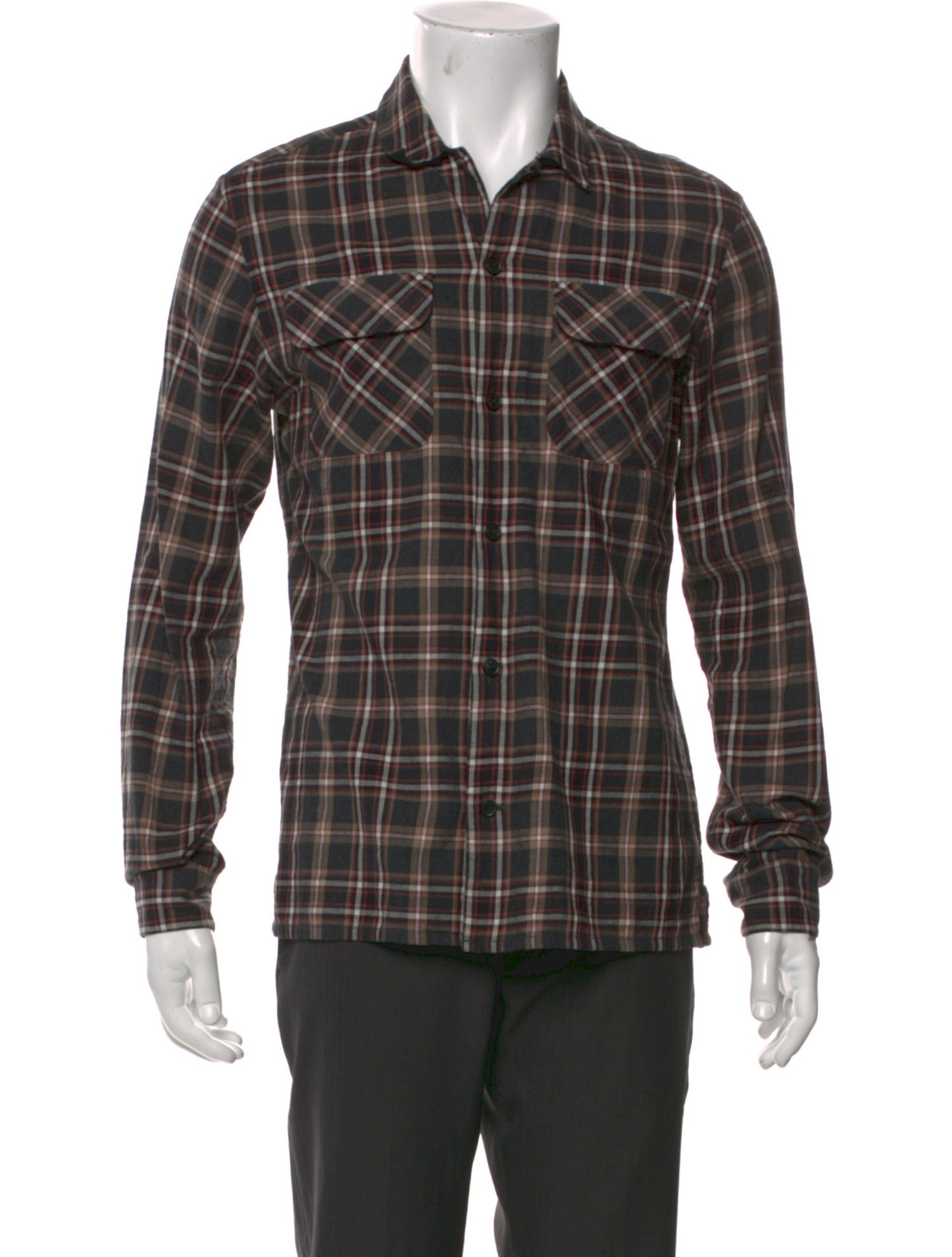 AllSaints Plaid Print Long Sleeve Western Shirt