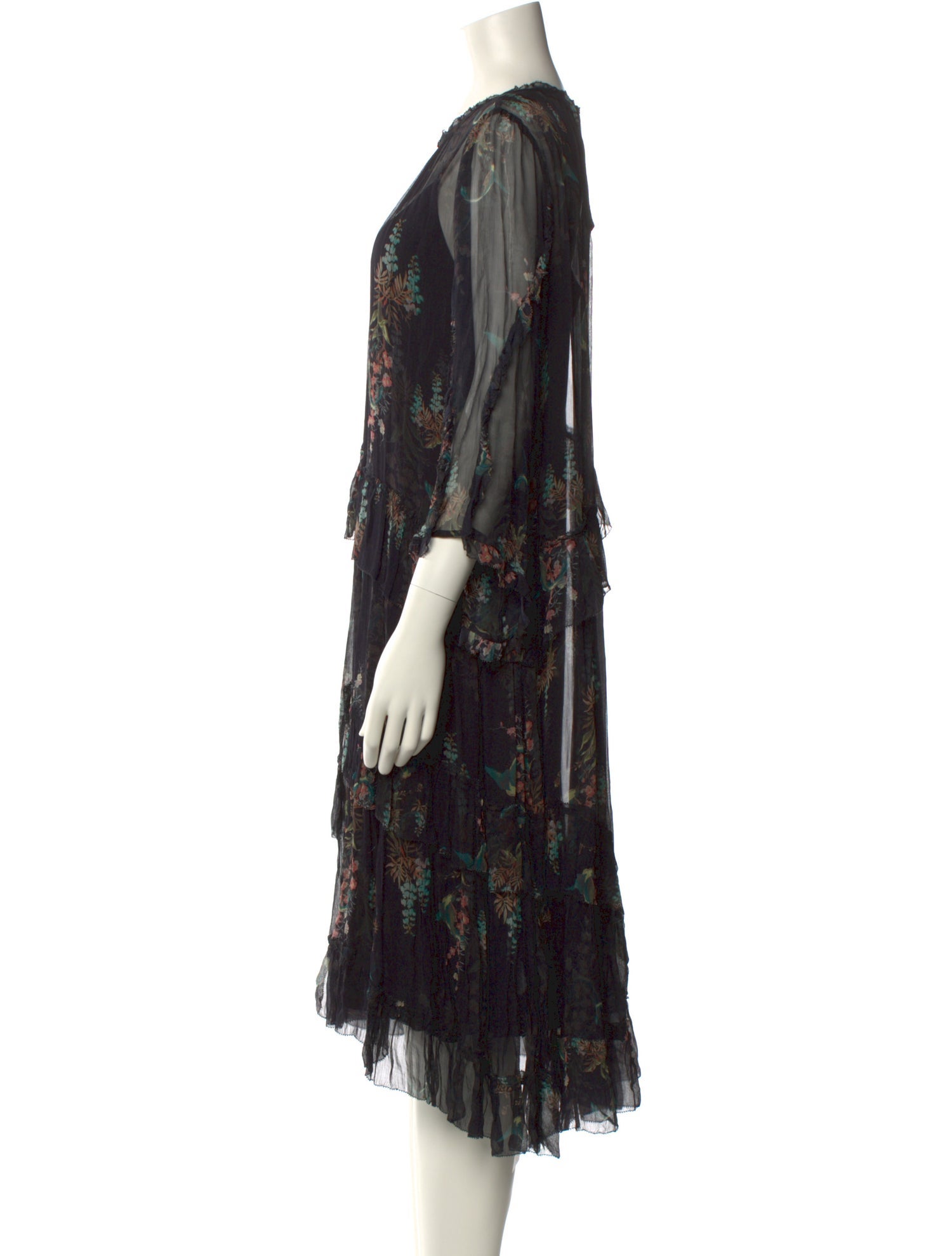 AllSaints Floral Print Knee-Length Dress