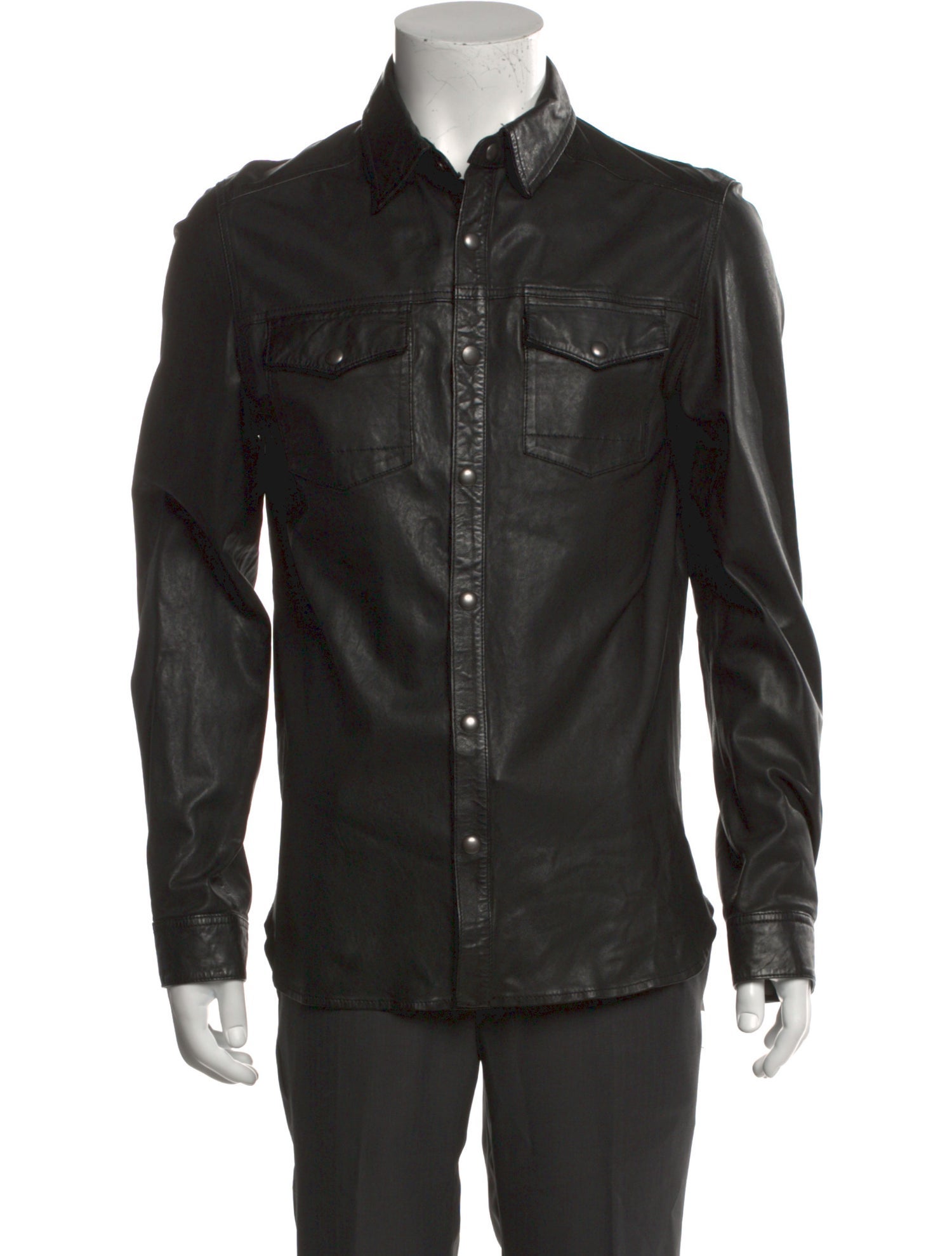 AllSaints Leather Long Sleeve Shirt