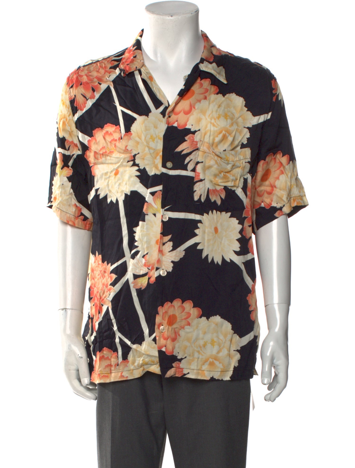 AllSaints Floral Print Short Sleeve Shirt