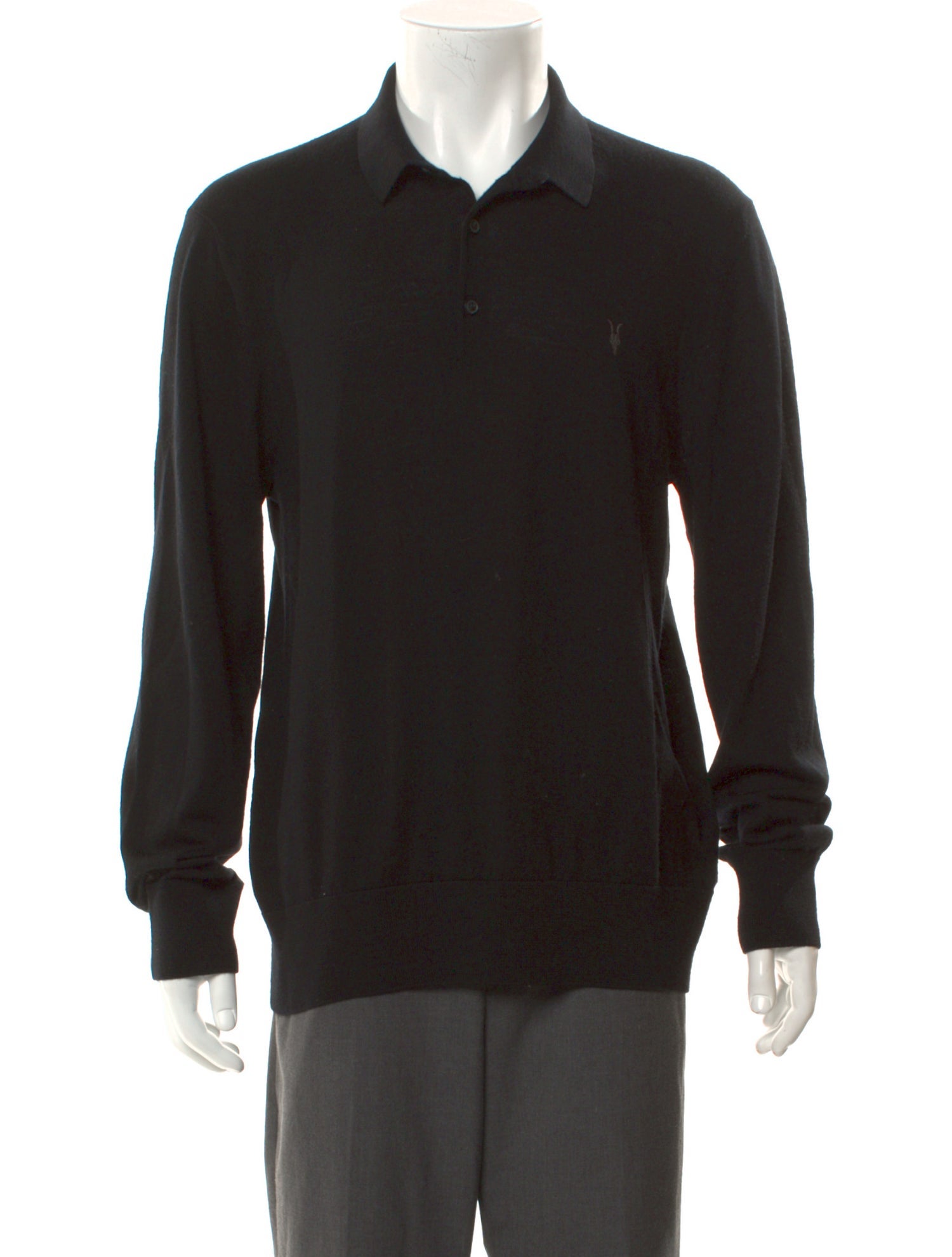 AllSaints Merino Wool Collar Polo Sweater