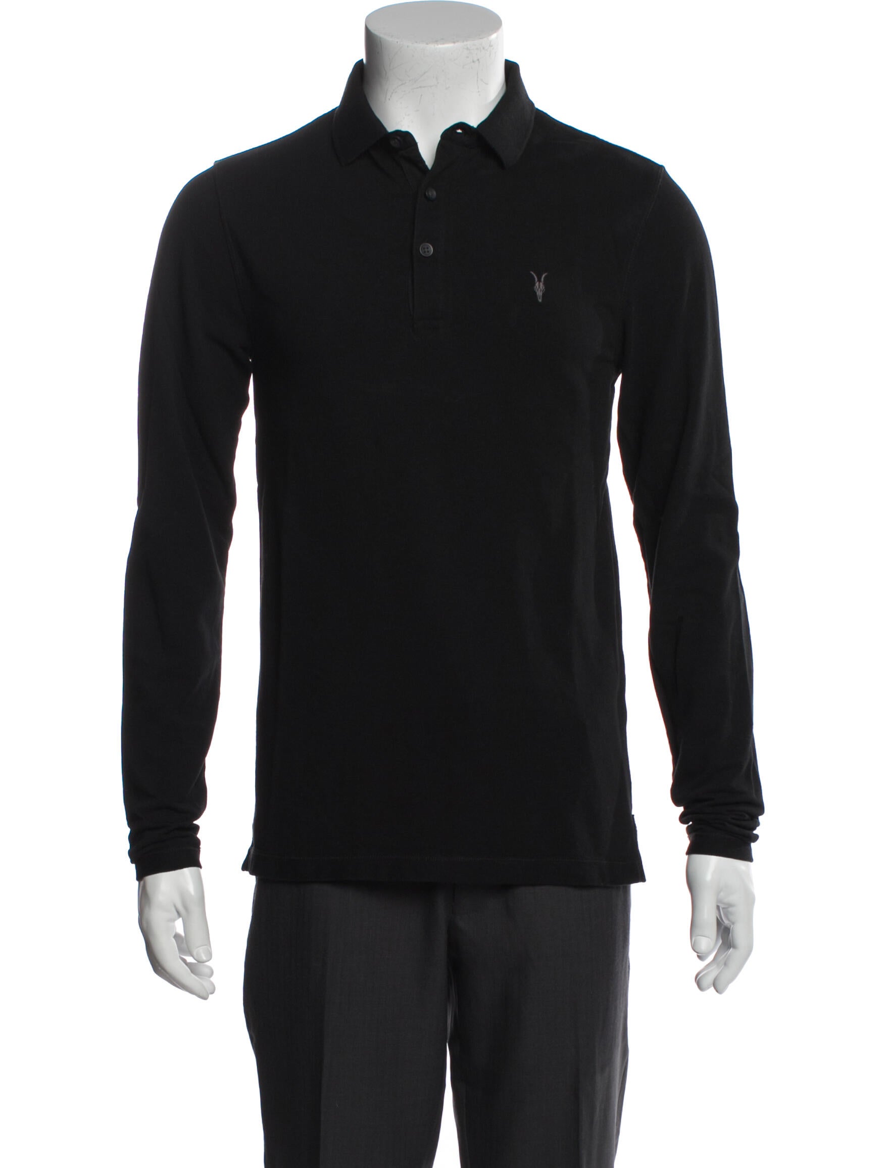 AllSaints Collar Long Sleeve Polo Shirt