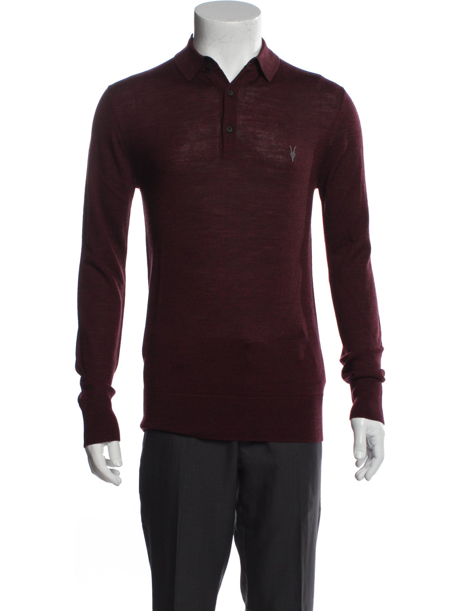 AllSaints Merino Wool Collar Polo Sweater