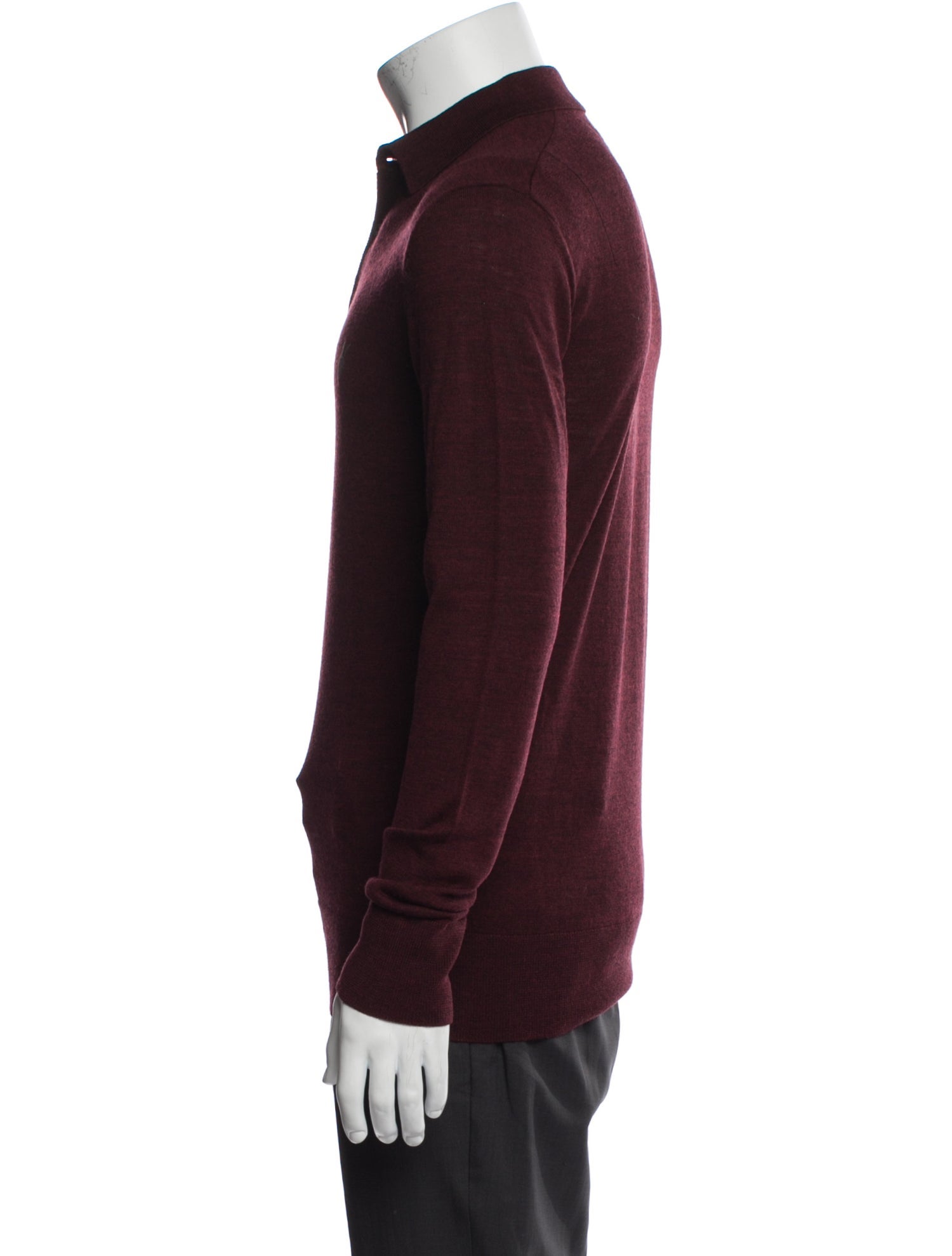AllSaints Merino Wool Collar Polo Sweater
