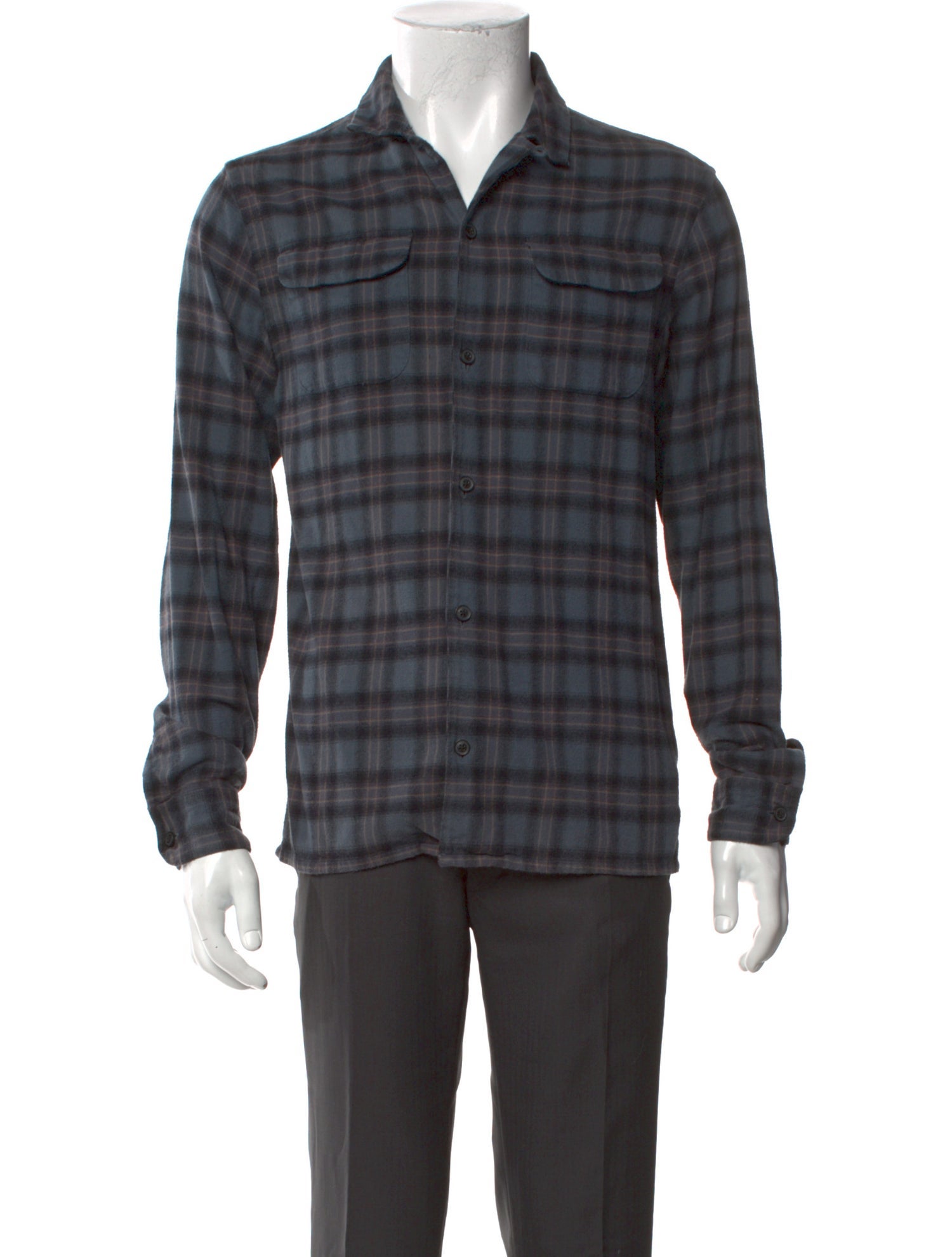 AllSaints Plaid Print Long Sleeve Shirt