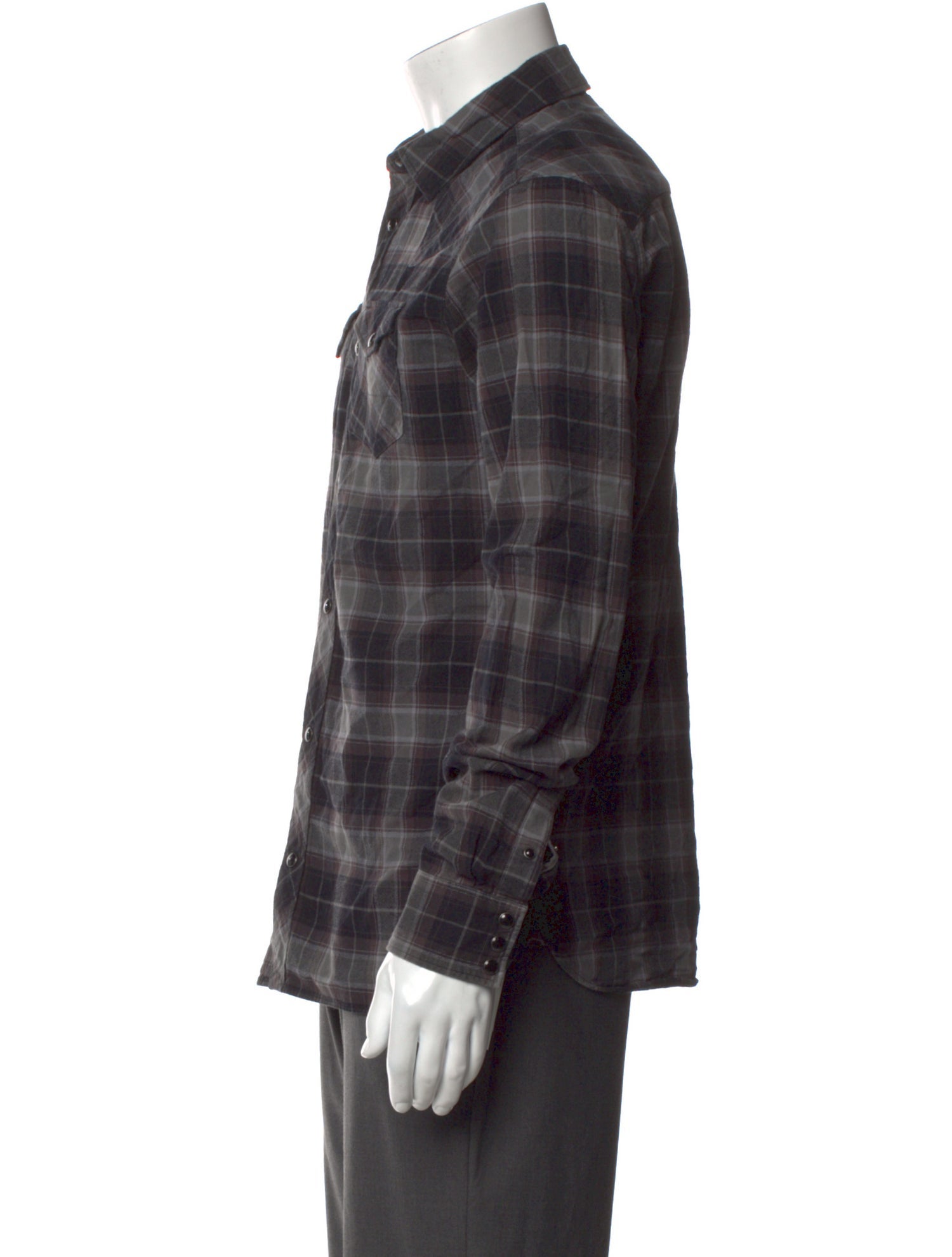 AllSaints Plaid Print Long Sleeve Western Shirt