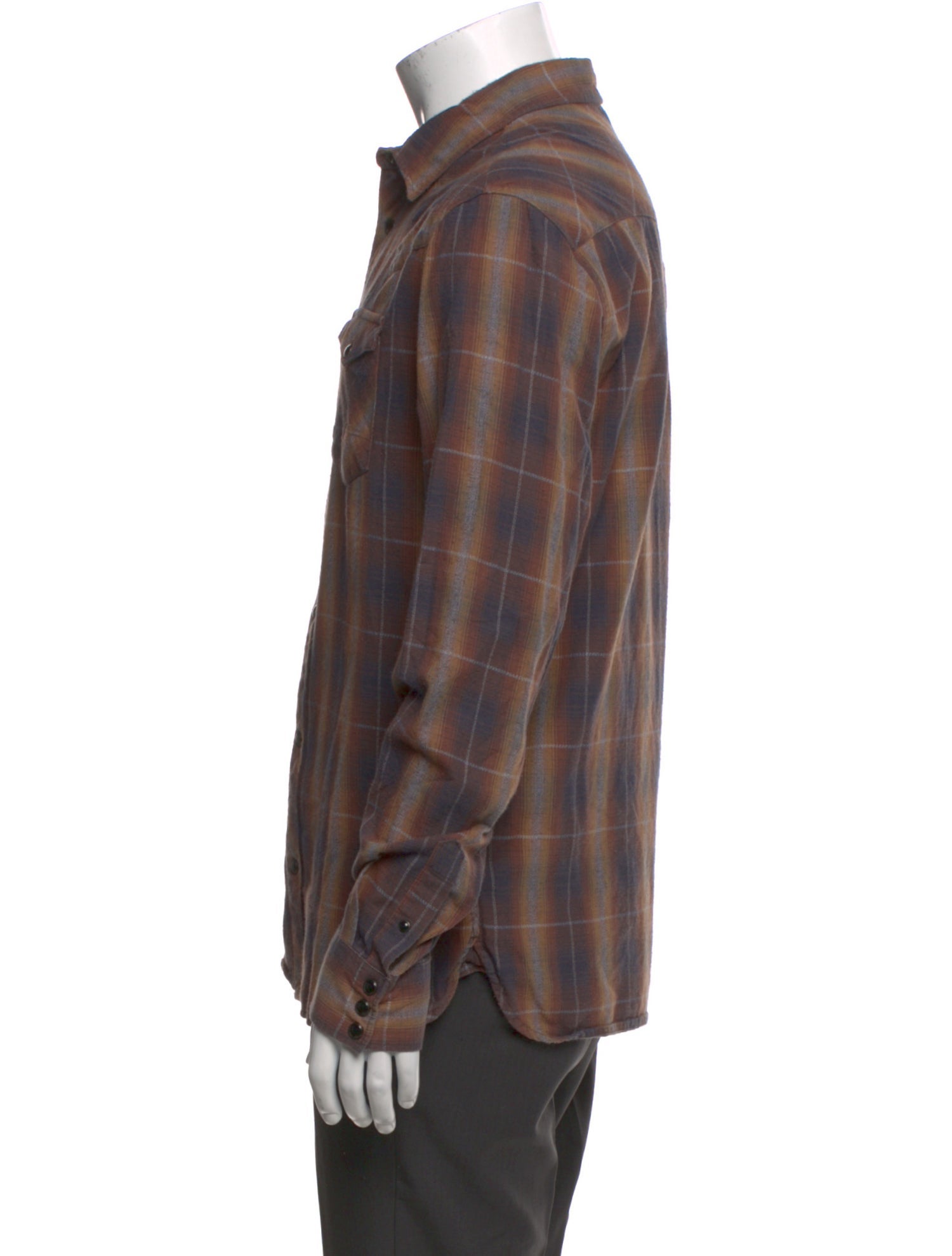 AllSaints Plaid Print Long Sleeve Western Shirt