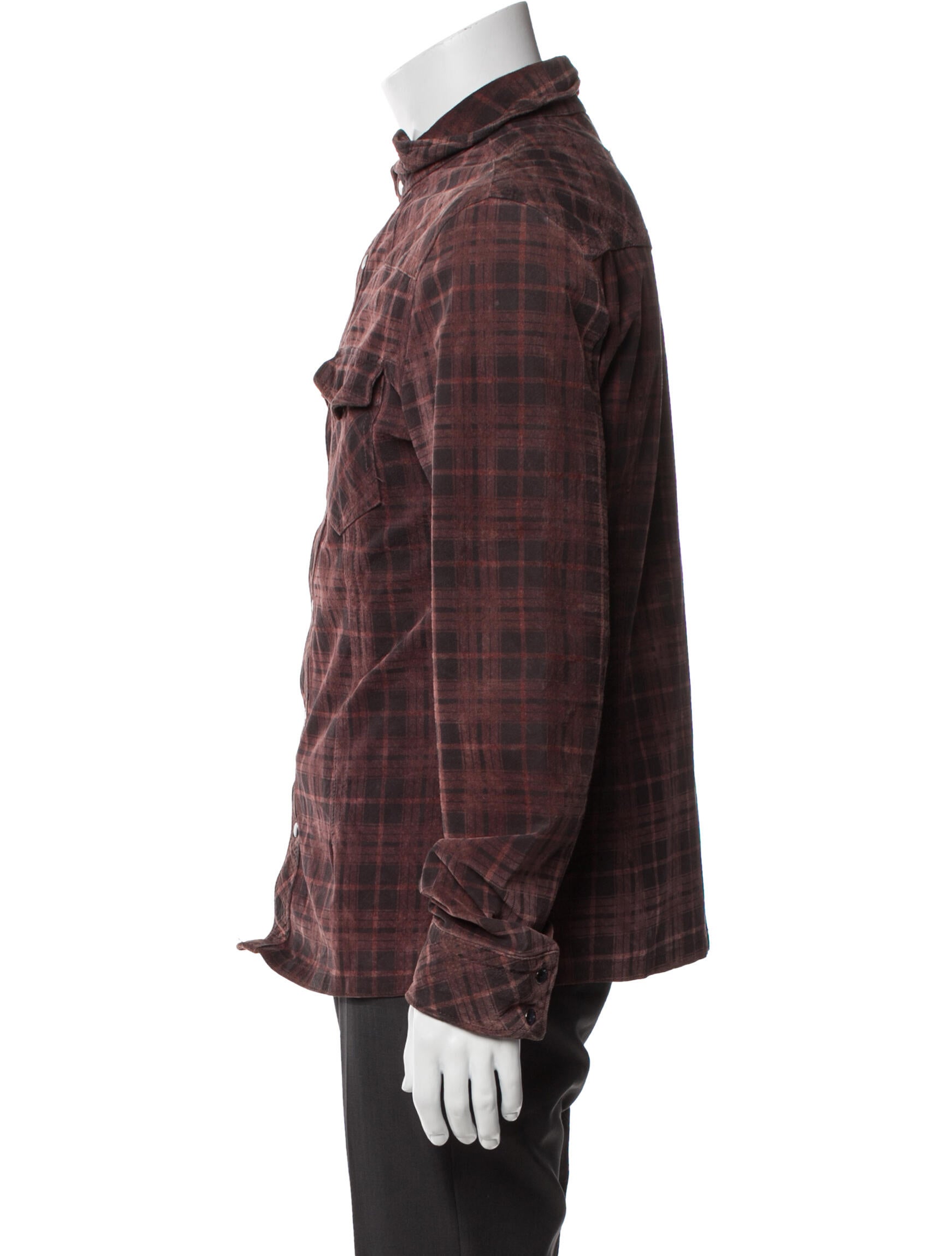 AllSaints Leather Plaid Print Trucker Jacket