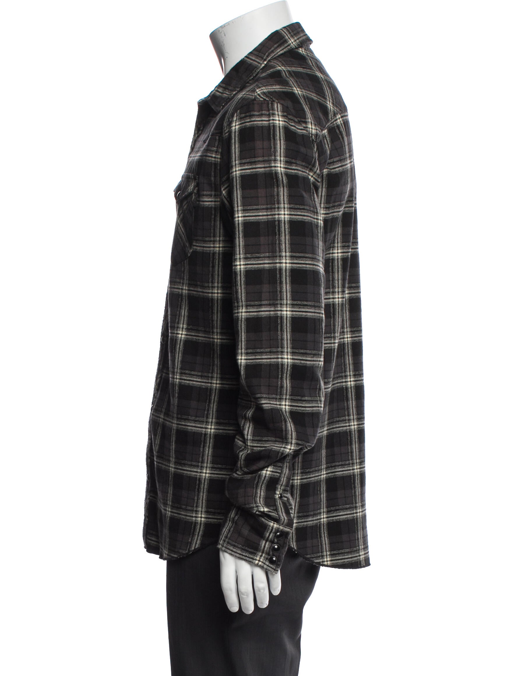 AllSaints Plaid Print Long Sleeve Western Shirt