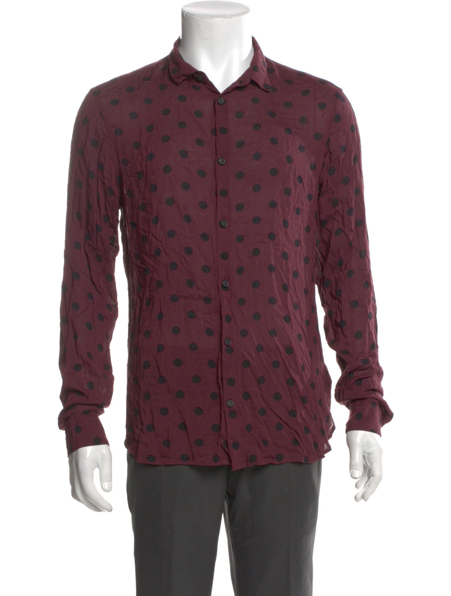 AllSaints Polka Dot Print Long Sleeve Shirt