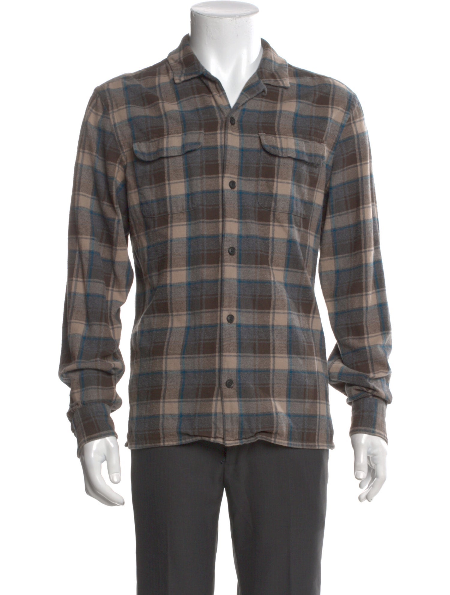 AllSaints Plaid Print Long Sleeve Shirt