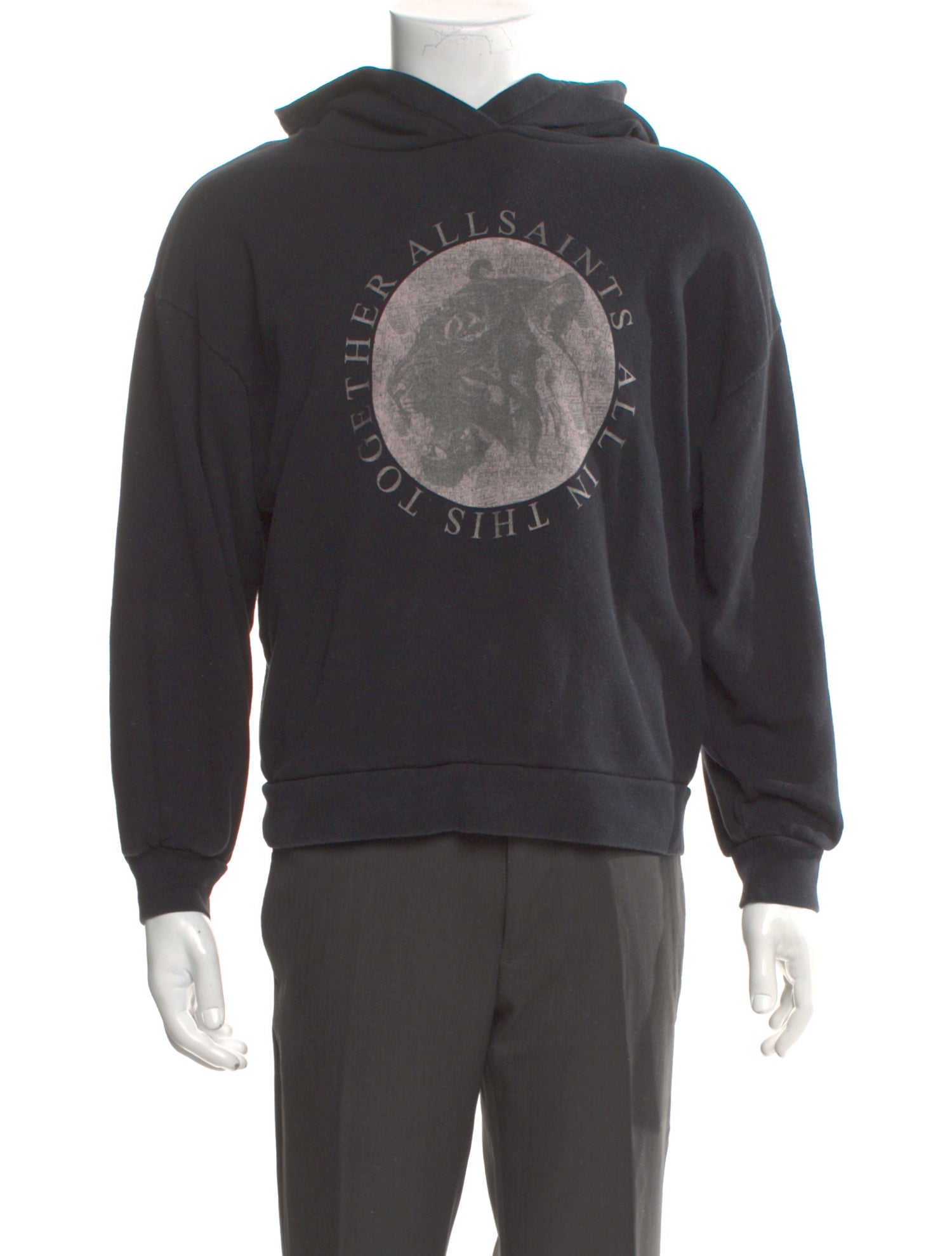 AllSaints Graphic Print Crew Neck Hoodie