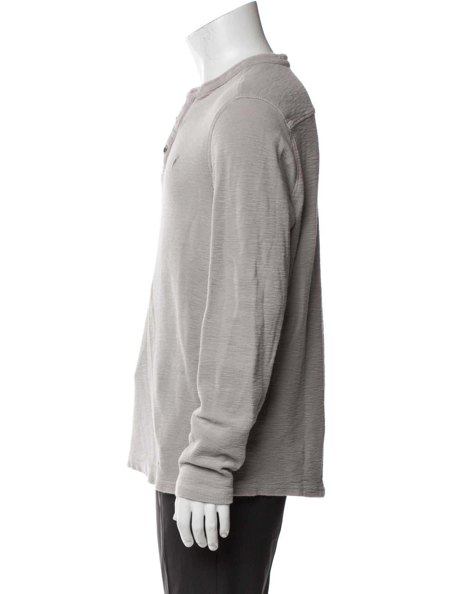 AllSaints V-Neck Long Sleeve Polo Shirt