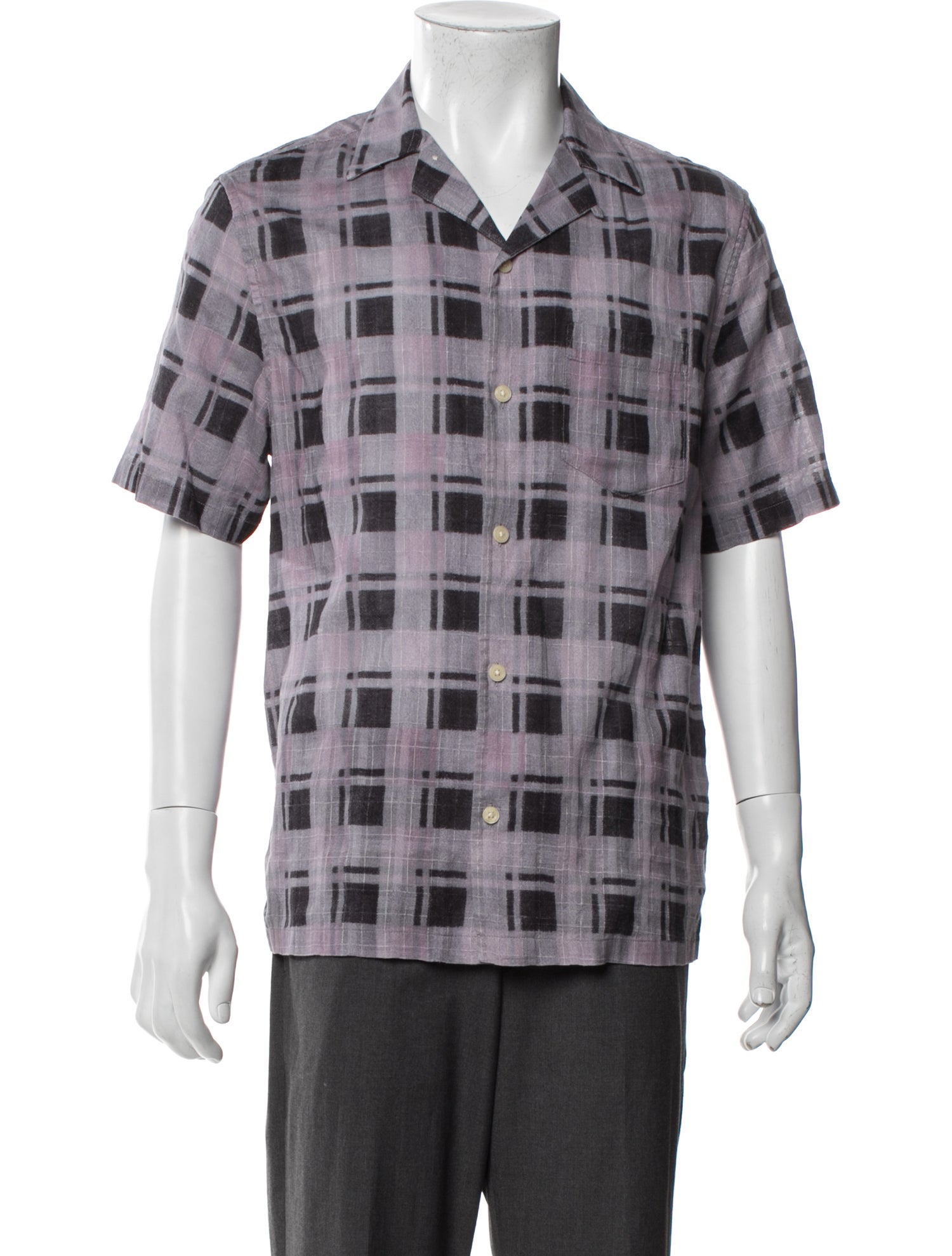 AllSaints Plaid Print Short Sleeve Dress Shirt