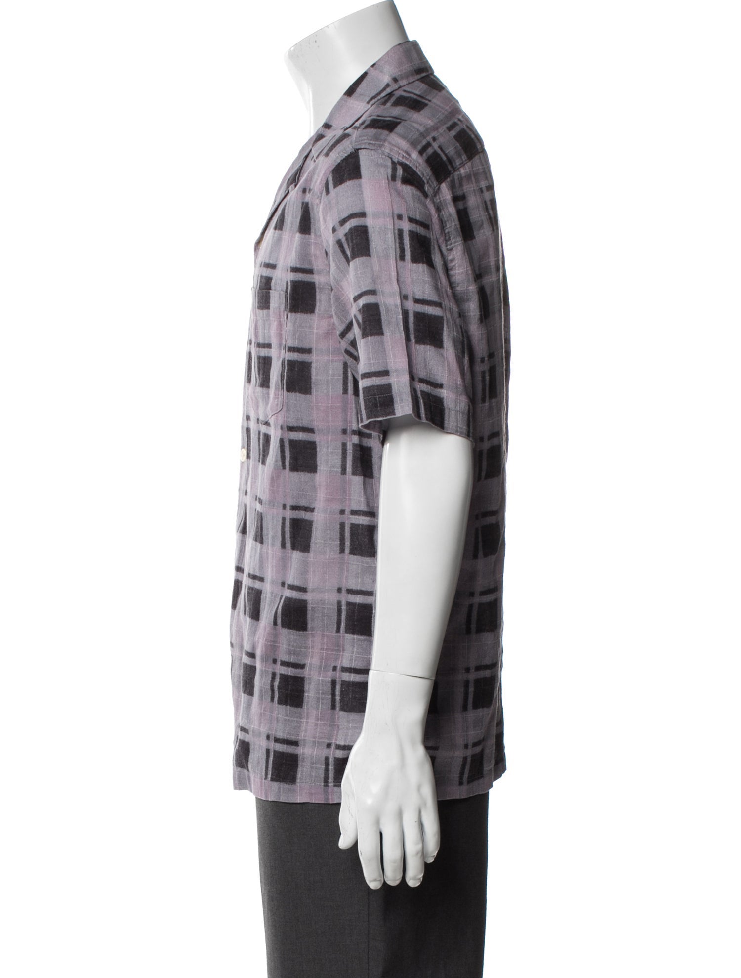AllSaints Plaid Print Short Sleeve Dress Shirt