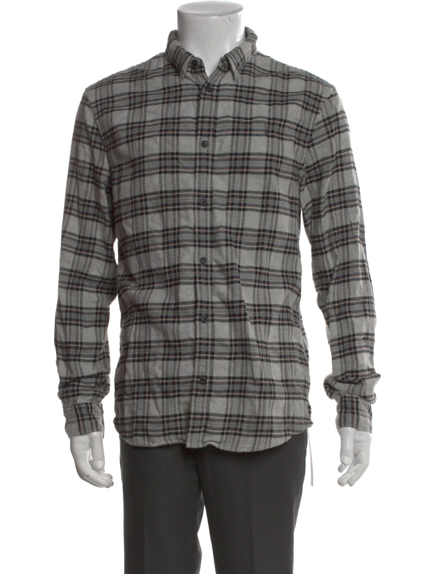 AllSaints Plaid Print Long Sleeve Shirt