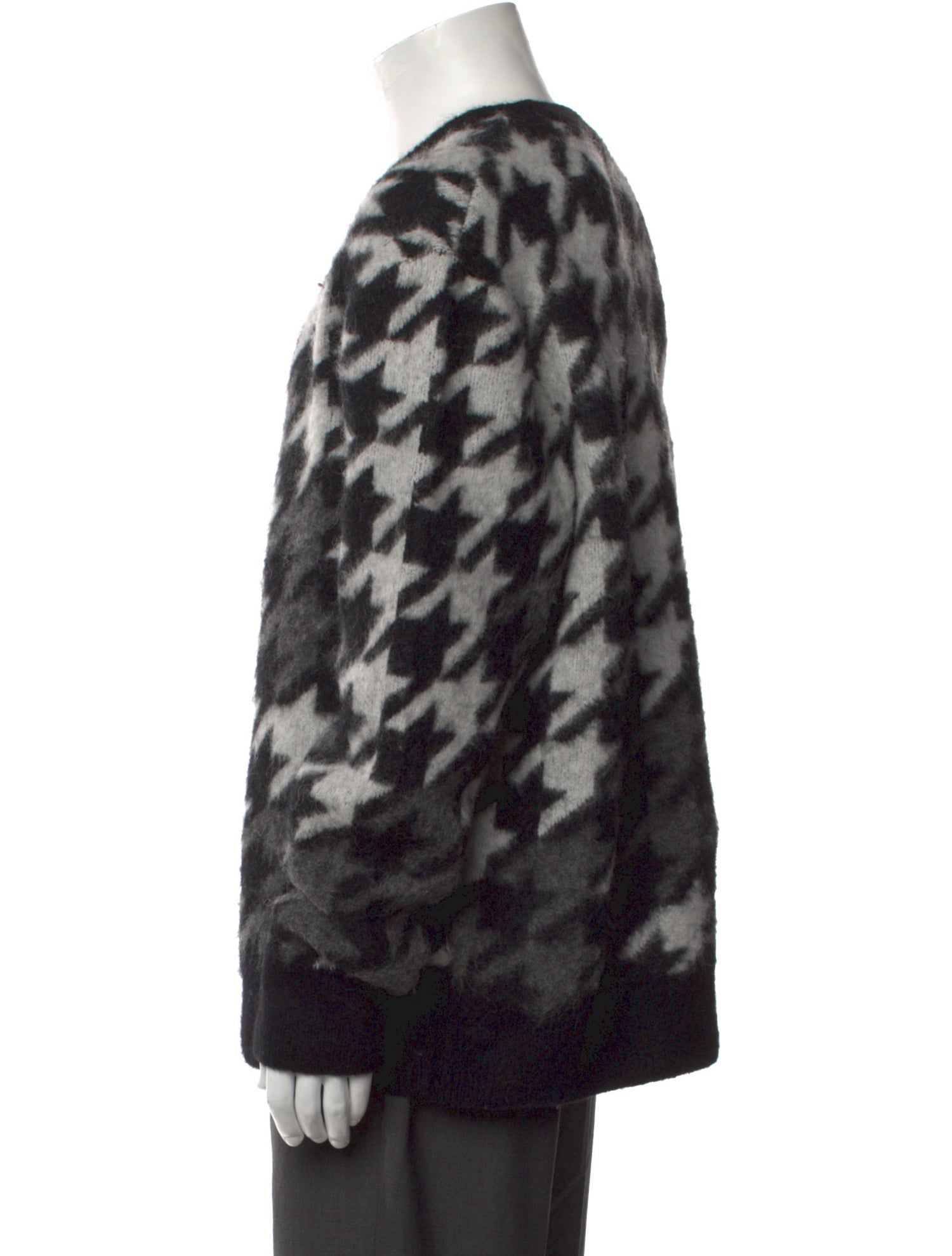 AllSaints Houndstooth Print Crew Neck Pullover