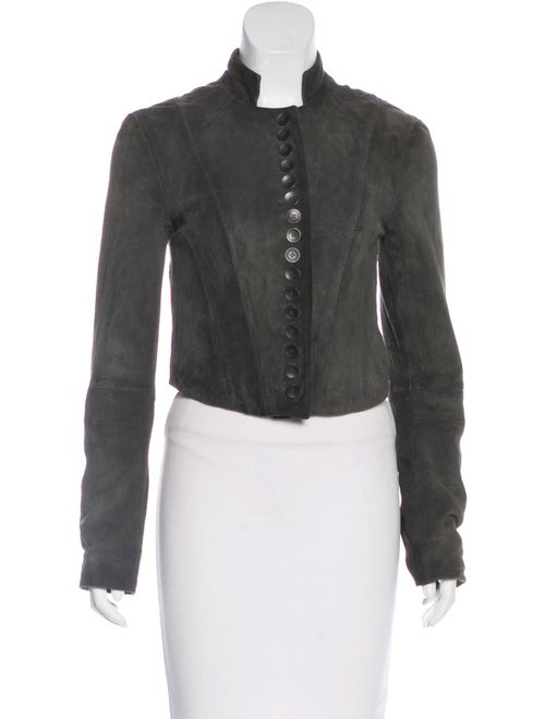AllSaints Suede Button-Up Jacket Green