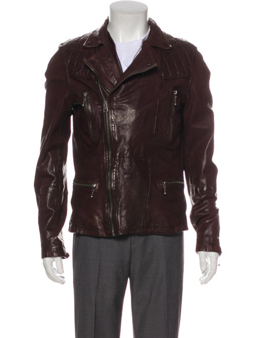 AllSaints Callerton Leather Moto Jacket Brown