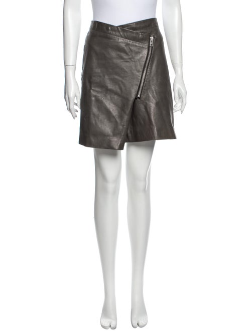 AllSaints Lamb Leather Mini Skirt Green