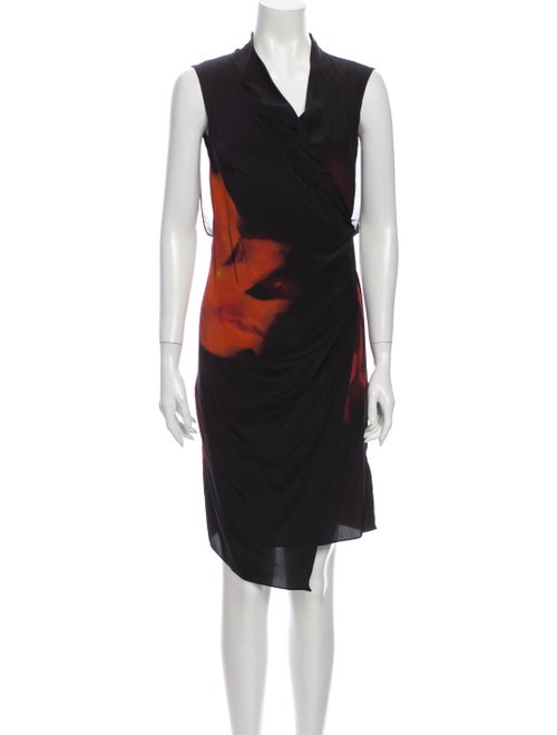 AllSaints Silk Midi Length Dress Black