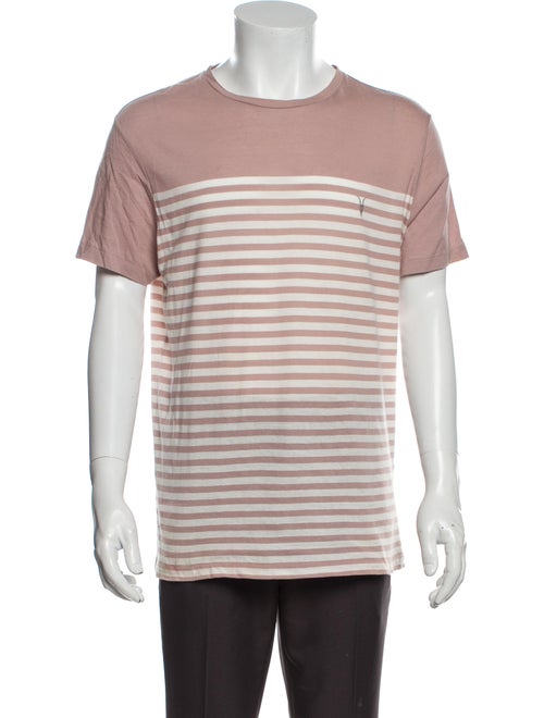 AllSaints Striped Crew Neck T-Shirt Pink