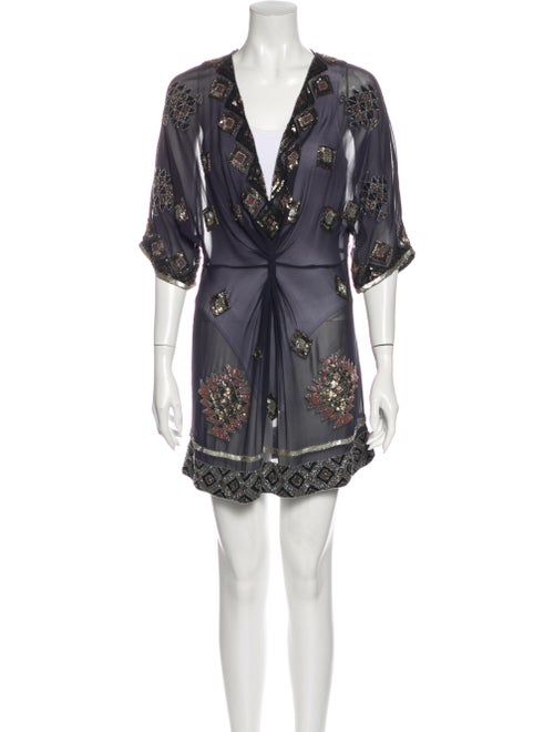 AllSaints Silk Mini Dress Blue