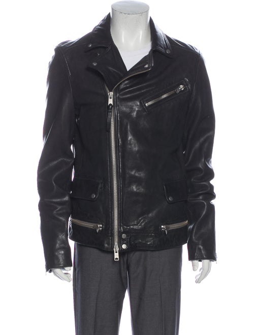 AllSaints Lamb Leather Moto Jacket Black