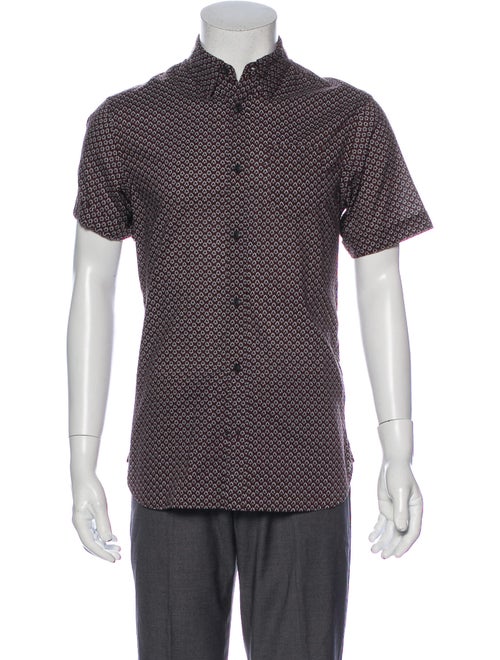 AllSaints Graphic Print Short Sleeve Shirt Brown