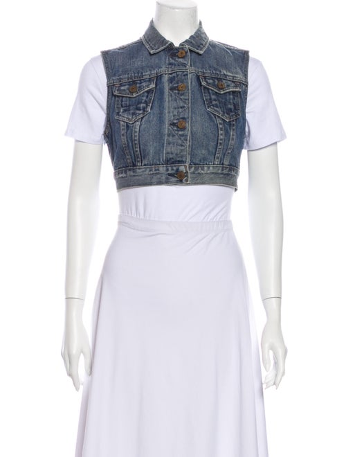 AllSaints Lamara Cropped Gilet Vest Blue