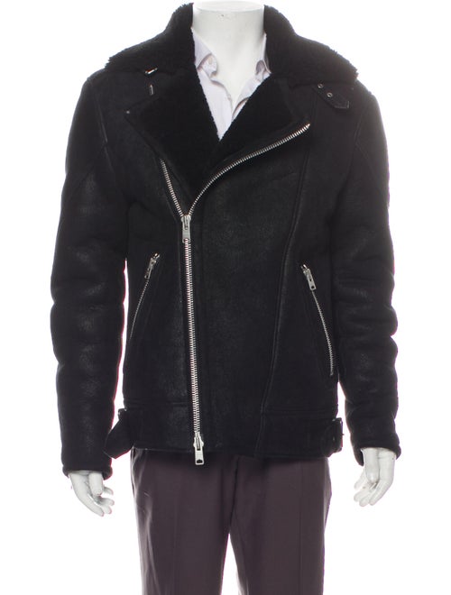 AllSaints Shearling Moto Jacket Black