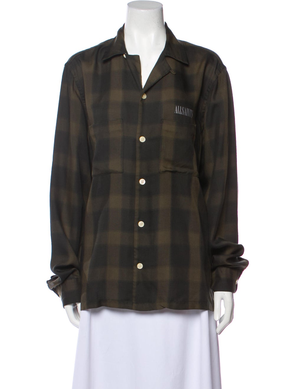 AllSaints Plaid Print Long Sleeve Shirt - image 1