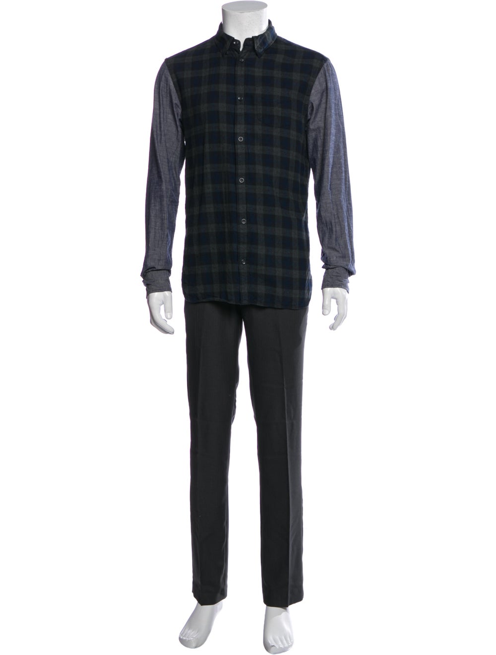 AllSaints Plaid Print Long Sleeve Shirt - image 1