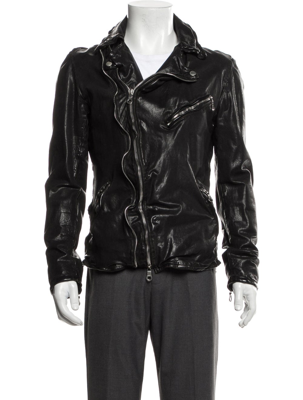 AllSaints Calf Leather Animal Print Moto Jacket - image 1
