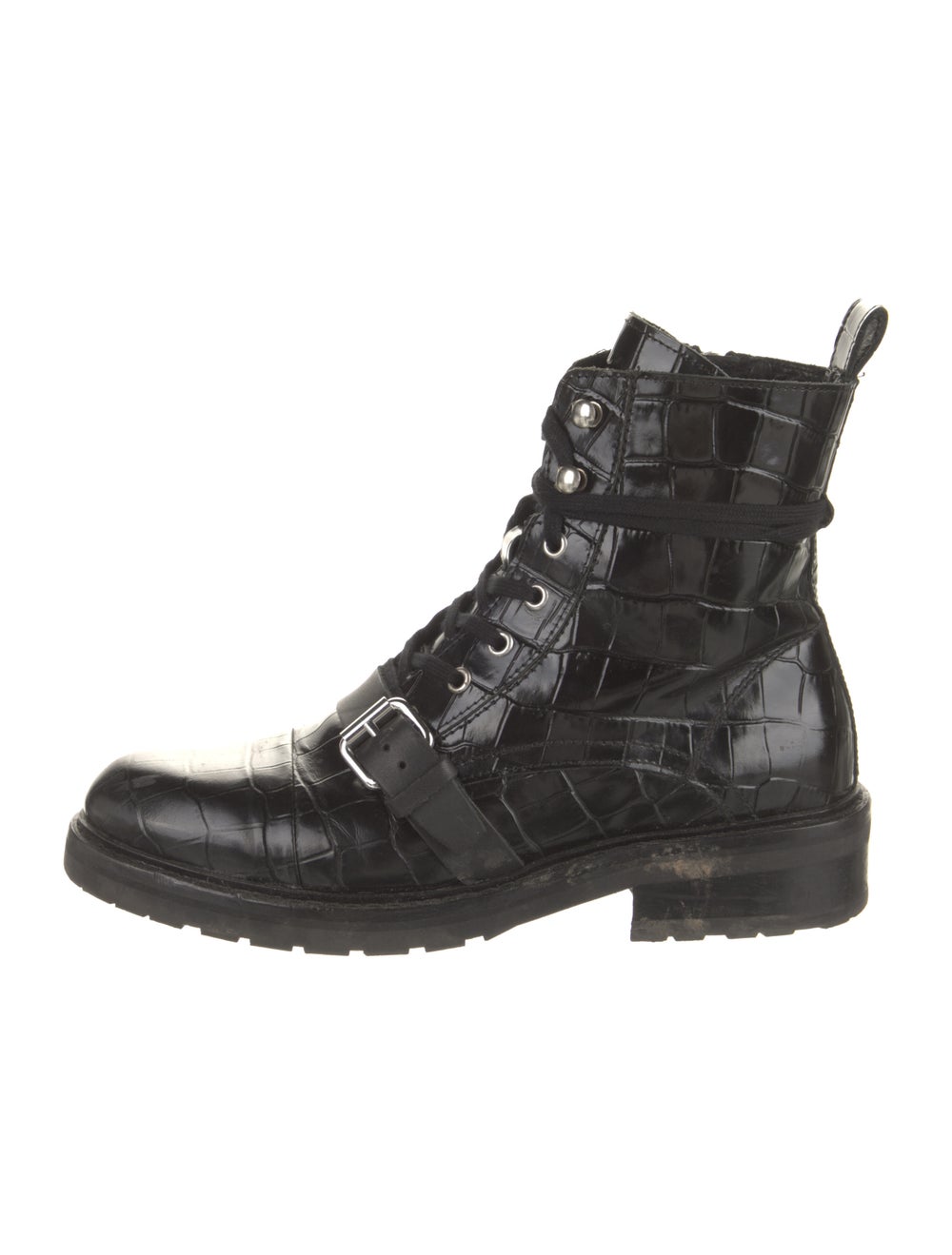 AllSaints Leather Animal Print Combat Boots - image 1
