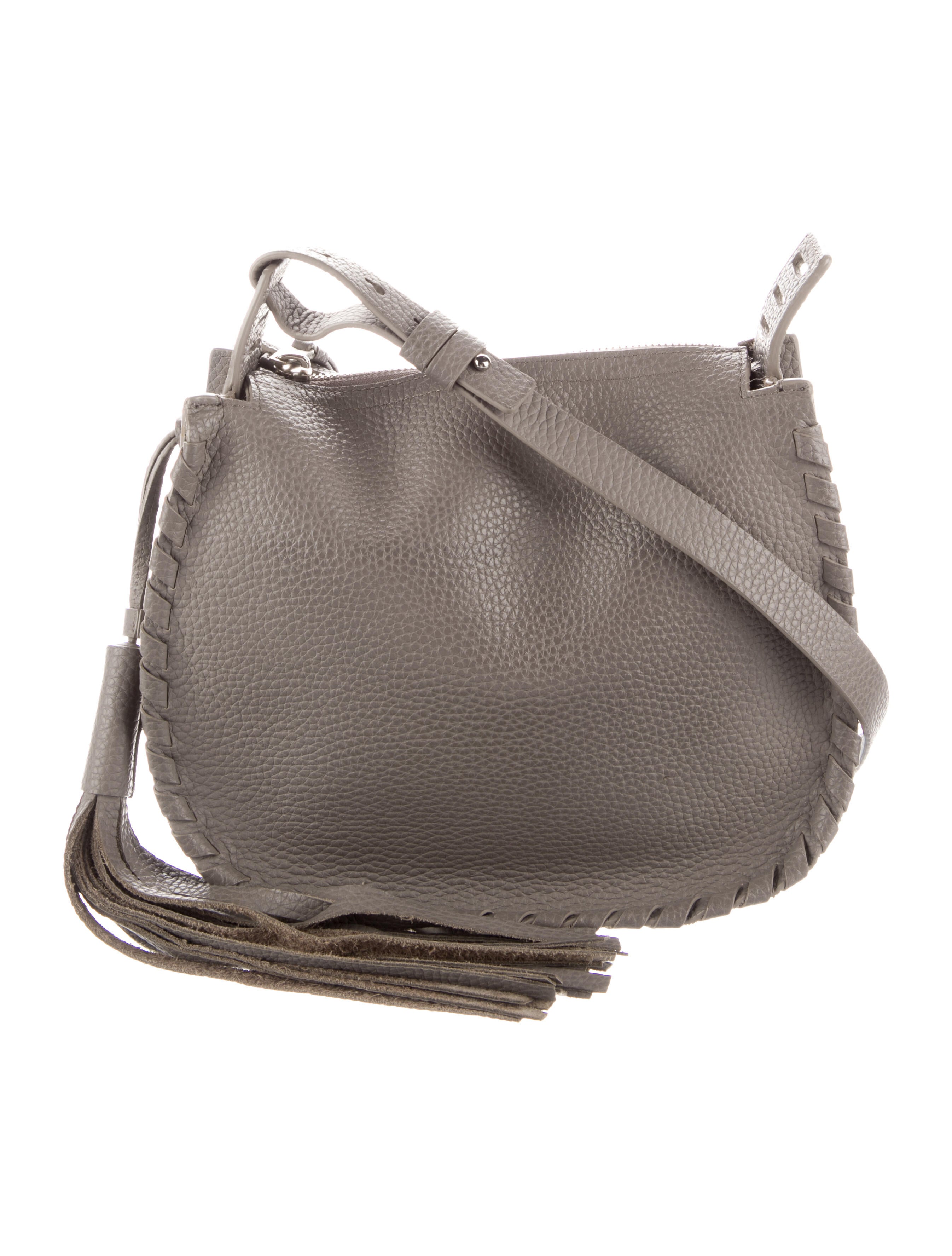 AllSaints Whipstitch Trimmed Leather Crossbody Bag Grey Crossbody