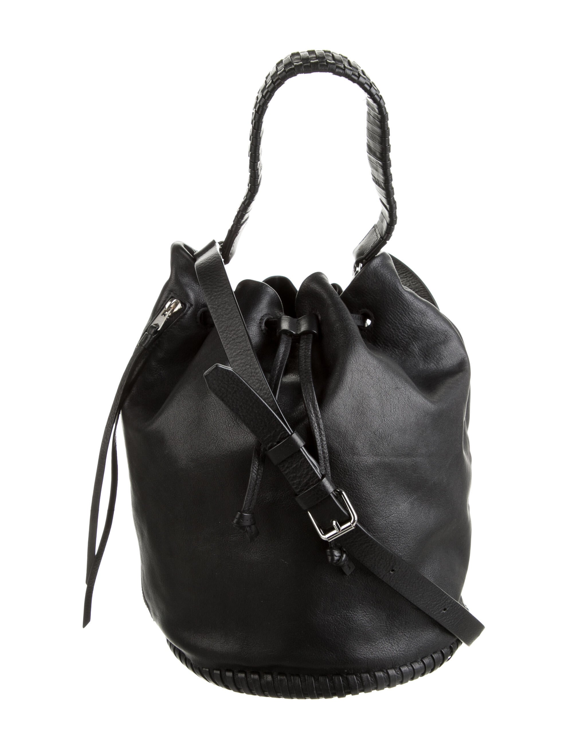 AllSaints Leather Bucket Bag Black Bucket Bags, Handbags WAQ67446