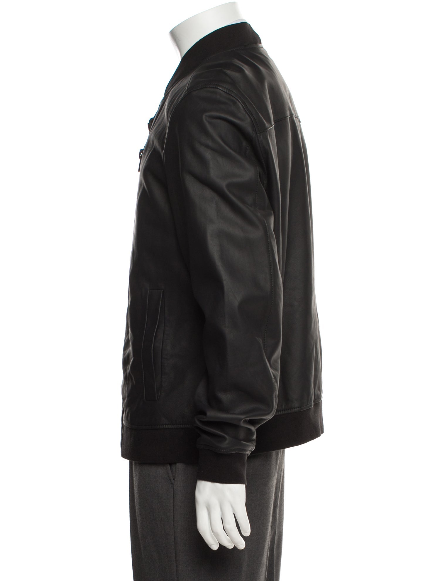 Porsche Design Lamb Leather Bomber Jacket w/ Tags Black Outerwear