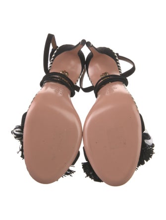AQUAZZURA x RACIL Leather Tassel Accents Sandals