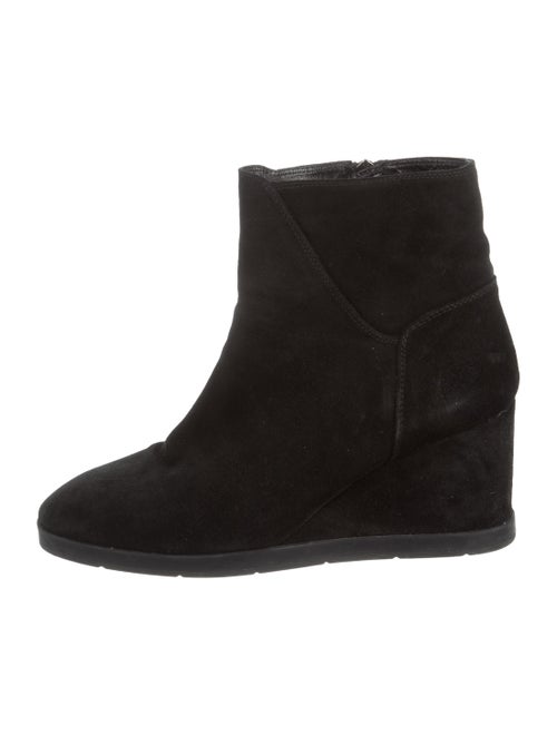 Aquatalia Suede Pointed-Toe Wedge Ankle Boots Blac