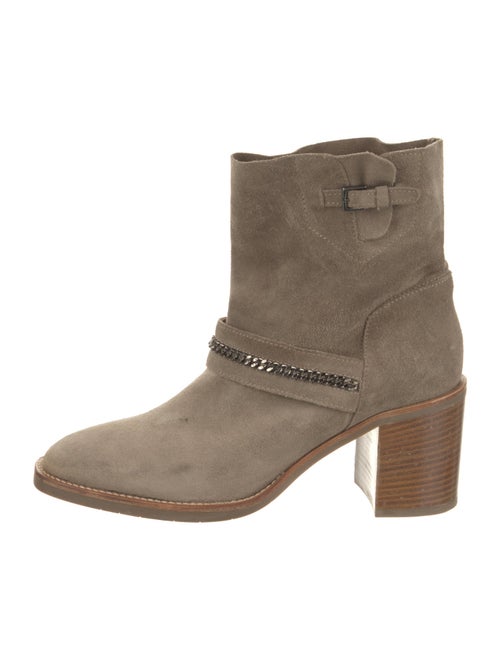 Aquatalia Suede Chain-Link Accents Moto Boots