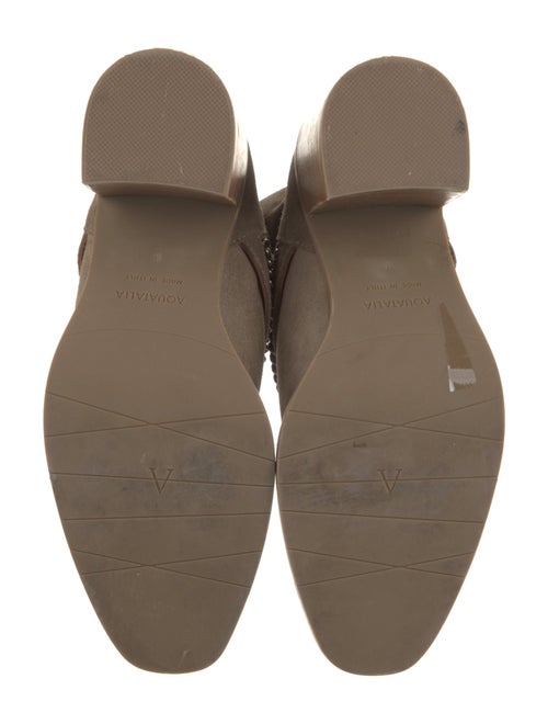 Aquatalia Suede Chain-Link Accents Moto Boots