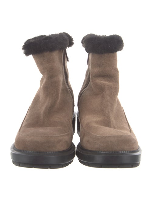 Aquatalia Suede Fur Trim Combat Boots