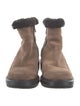 Aquatalia Suede Fur Trim Combat Boots