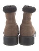 Aquatalia Suede Fur Trim Combat Boots