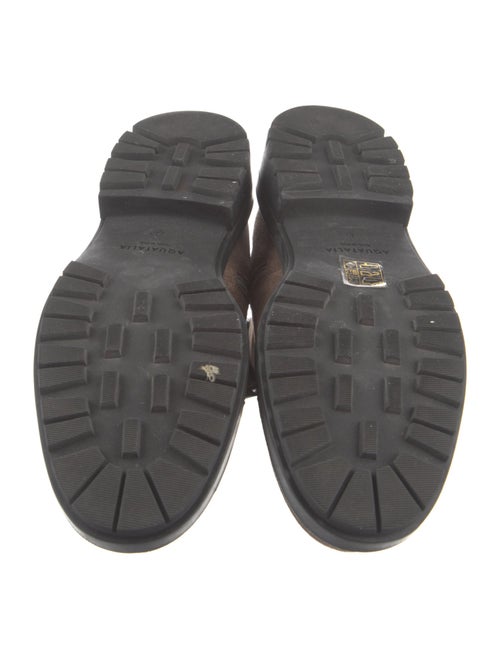 Aquatalia Suede Fur Trim Combat Boots