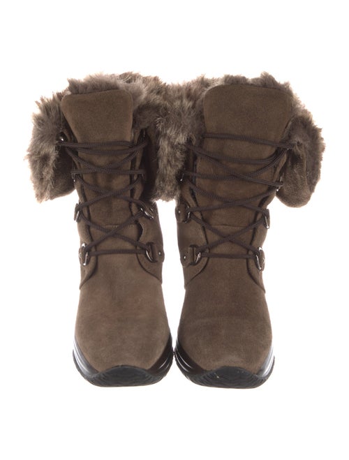 Aquatalia Suede Faux Fur Trim Lace-Up Boots