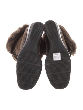 Aquatalia Suede Faux Fur Trim Lace-Up Boots