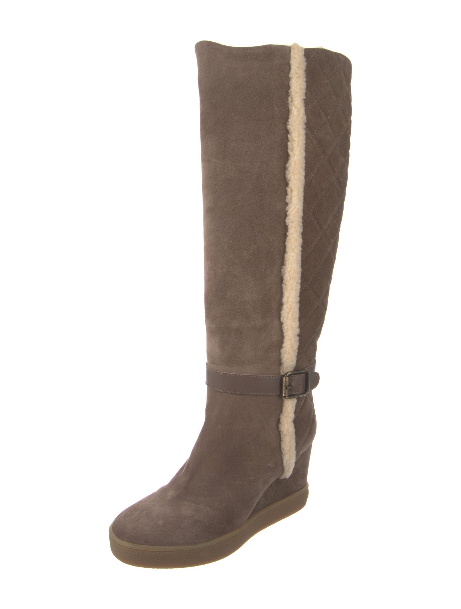 Aquatalia Suede Faux Fur Trim Boots